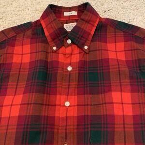 J. Crew Shirt Mens Small Secret Wash Slim Fit Button Up Red Plaid Holiday